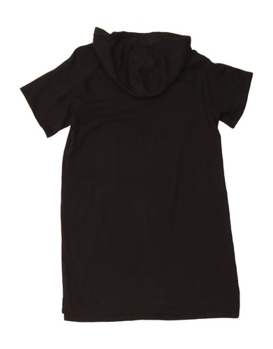 DKNY Womens Graphic Hoodie Dress UK 16 Large Black Cotton EL02 - Picture 2 of 3
