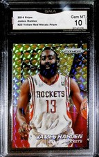 2014-15 Prizm Yellow Red Mosaic #25 James Harden Houston Rockets Graded GEM MINT