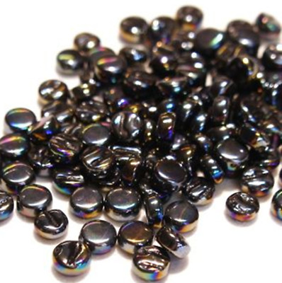 Pearlized Black 8 mm Round Recycled Glass Mosaic Tiles - 4 mm thick - 50 Tiles