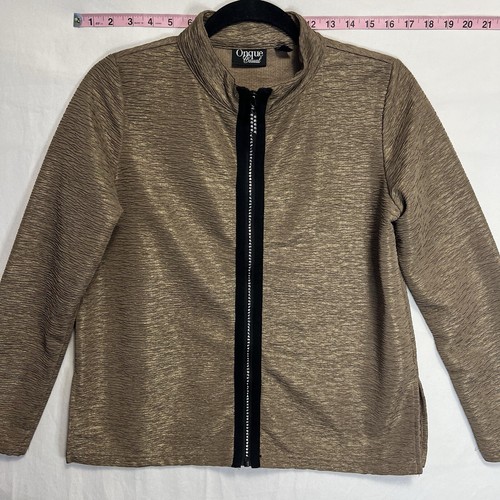 Onque Casual Womens Sweater Jacket Size PS Long Sleeve Full Zip with Rhinestones - Picture 11 of 24