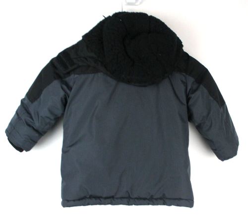 DKNY Cappotto Invernale Cappuccio Isolato Ecopelliccia Logo Doppia Chiusura Grigio Nero Taglia 2T - Foto 10 di 18