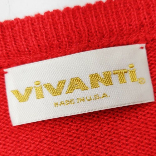Cárdigan Vintage Años 80 Vivanti Náutico Rayas Suéter Mangas Infladas Rojo Azul M - Imagen 4 de 8