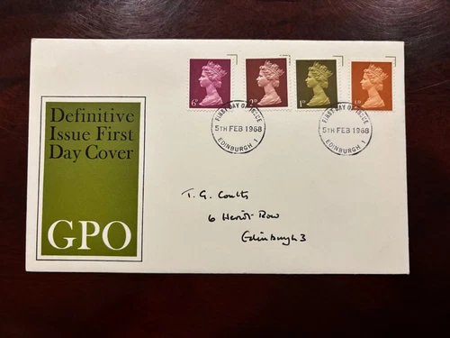 United Kingdom 1968 - Definitive Issue, Elizabeth II FDC with stamps Edinburgh 1