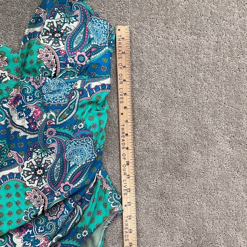 Spanx Love Your Assets Swimsuit Women L Blue Multi Paisley 1 Piece Tummy Control - Picture 6 of 10