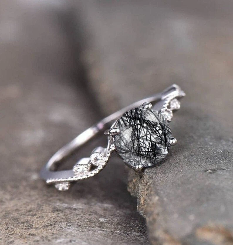 Rutilated quartz on sale engagement ring