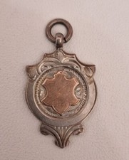 Antique Silver Fob Pendant J McMenamin Glagow Sterling & 9ct Rose Gold 46mm X 26
