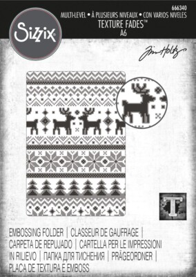 Sizzix Multi-Level Embossing Folder 666340 Holiday Knit by Tim Holtz