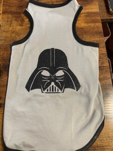 Glittery Black Darth Vader Gray Tshirt with Black Trim Pet Shirt XL - Picture 1 of 4