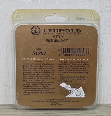 Leupold STD Remington Model 7 Two Piece Silver Scope Base 51257 - USA Made