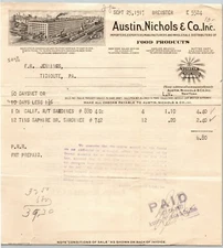 Austin, Nichols & Co 1917 Letterhead New York - Food Products Sunbeam Pure Foods