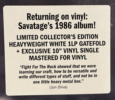 Fight for the Rock by Savatage (Record, 2022) for sale online | eBay