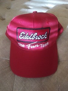 Vintage Edelbrock "The Fun Team" Red Racing Hat Cap Snapback Embroidered Patch