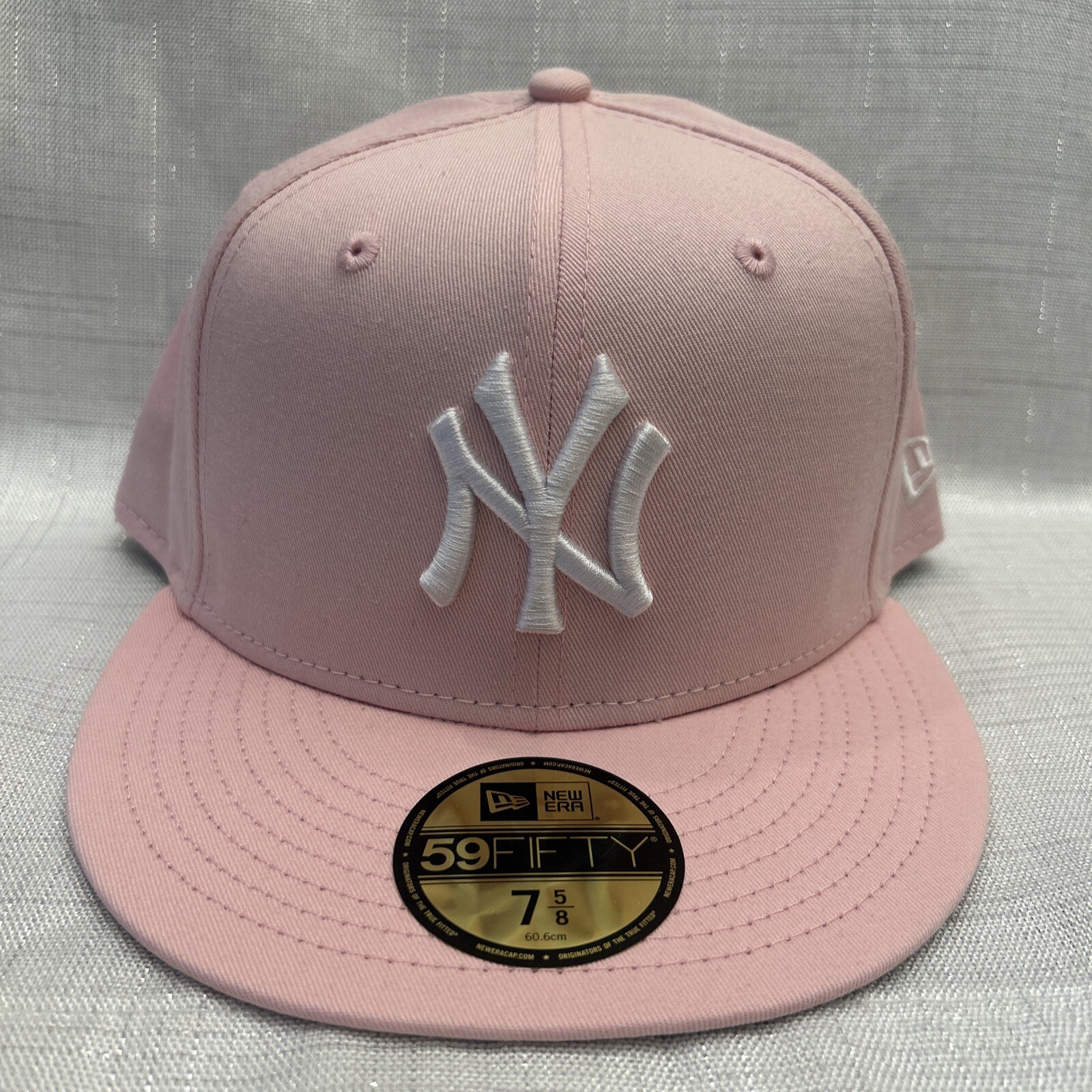 New York Yankees ERA 59FIFTY Fitted Cap HAT 5950 BABY PINK WHITE OG Size 7 5/8