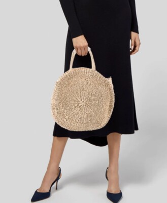 Straw Handbags Straw Circle Tote CLARE V Alice Straw Circle Tote