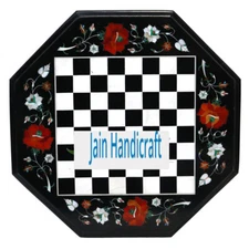 18'' black Marble game Chess Table Top kids children Inlay Mosaic