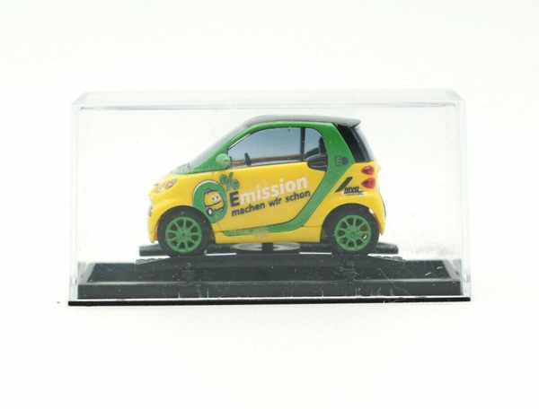 Smart Fortwo 2007 Modellauto 1:87 Gelb-GrüN SammlerstüCk Busch Neu & Ovp-image
