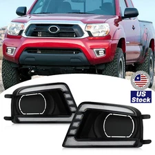 LED Front Daytime Running Light Turn Signal Fog Bezel For Toyota Tacoma 2012-15