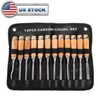 Wood Carving Hand Chisel Tool Set Professional Woodworking Gouges Steel 12 Pcs