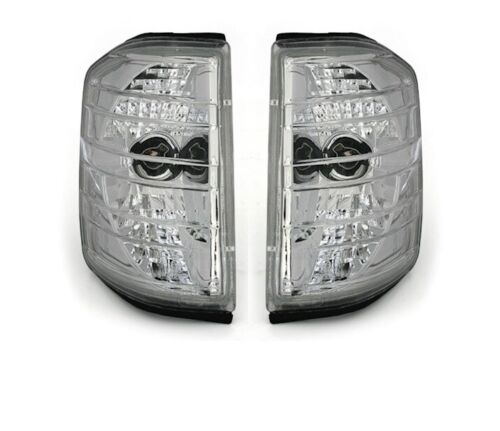 Set Headlights TFL for Mercedes 190E W201 1983-1993 VP515 Clear Glass Chrome LHD - Picture 2 of 5