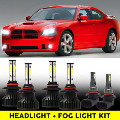 For Dodge Charger 2006 2007 2008 2009 Front LED Headlights Hi/Lo + Fog  Light CG