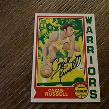 AUTOGRAPHED.  1974-75 Topps CAZZIE RUSSELL. HOF