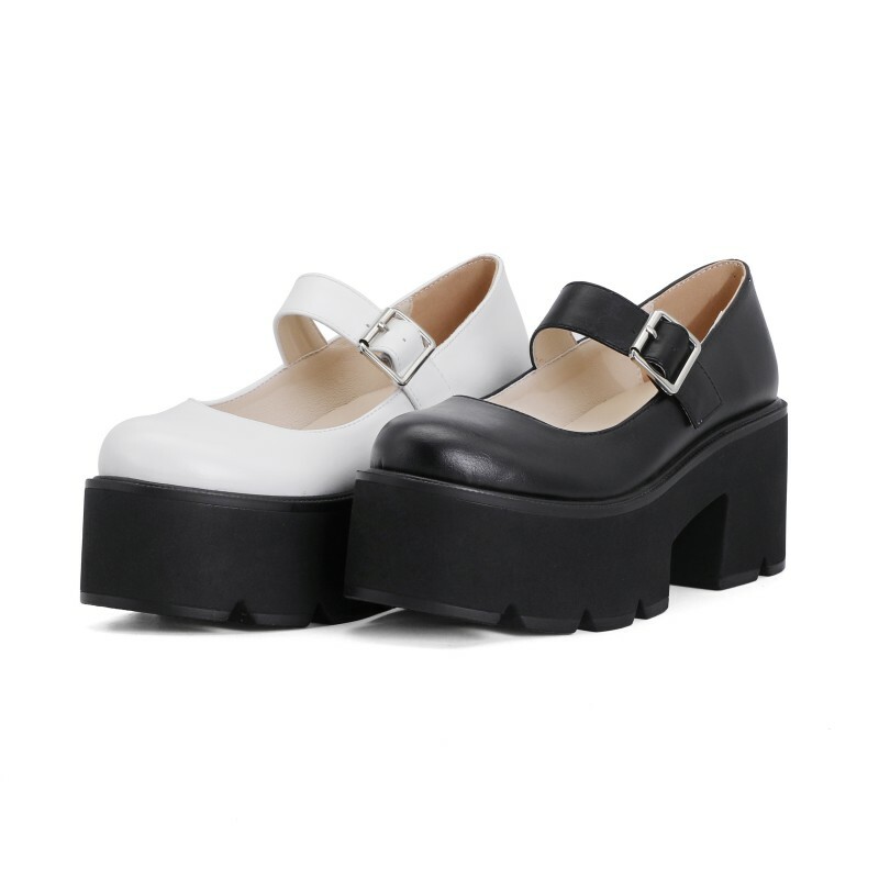 New Women's Lolita Thick Sole Platform Ankle Strap Casual College Shoes Pumps D Popularne, nowe