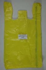 100 Qty. Yellow 11.5" x 6" x 21" Plastic T-Shirt Bags w/ Handles Retail Shopping
