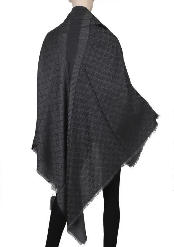 NEUF ÉCHARPE ENVELOPPANTE CHÂLE EN SOIE EN LAINE SOIE GÉANTE IMPRIMÉ GUCCI 55