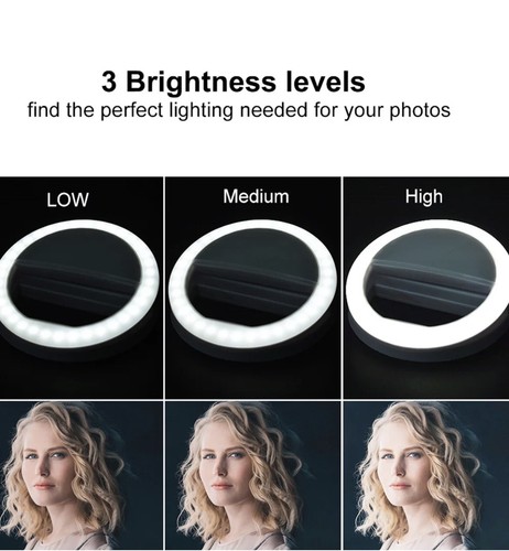 Lampara Selfie LED Light Ring Fill TikToker Flash For Mobile Phone Universal 2PK - Picture 4 of 13