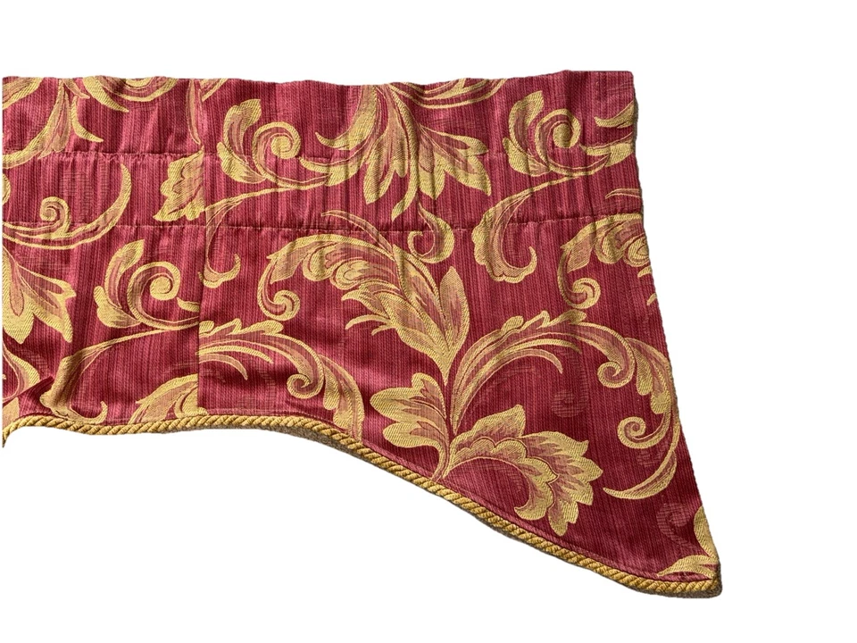 2 cenefas cortas vintage JC Penney de lujo rojas doradas tostadas bordadas Foto 3 de 4