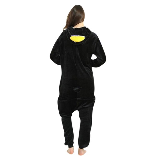 Penguin Animal One-Piece Black Fancy Dress Costume Hoody Pajamas Sleepwear AU - Picture 7 of 9