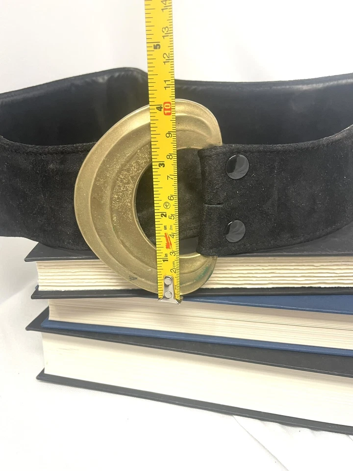 Cinturón Vintage Robert Lee Morris Latón Oxidado Moderno Hebilla Grande L Gamuza Años 80 Foto 3 de 4