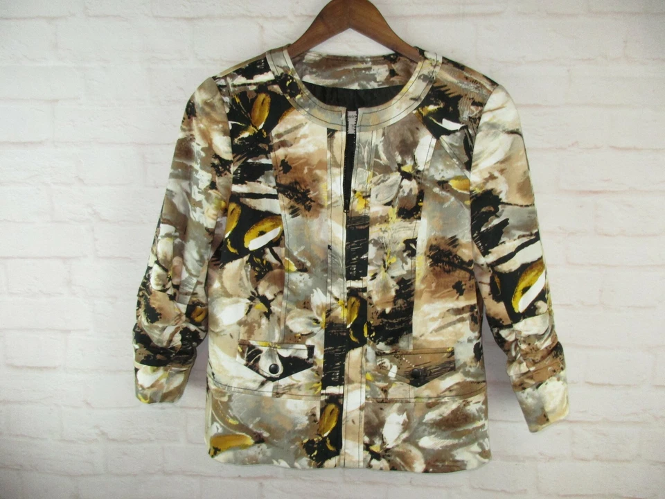 Coldwater Creek women's size 10 Beige Taupe and Mustard Light Jacket - Image 4 of 4