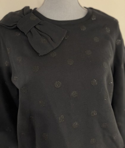 Kate Spade New York Women’s glitter dot bow sweatshirt Black Size M Retail $178 - Picture 2 of 5