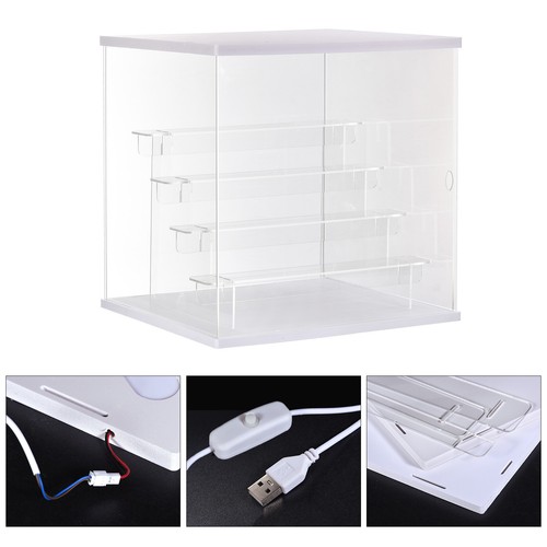 Clear Acrylic Display Case with LED Light 4 Tier Dustproof Assemble Cube Stand - Picture 5 of 7