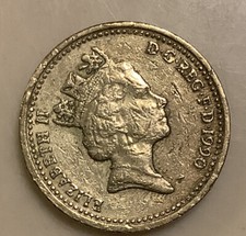 1990 One Pound UK Queen Elizabeth II “Leek” Coin - Mint - Rare Upside Down Error