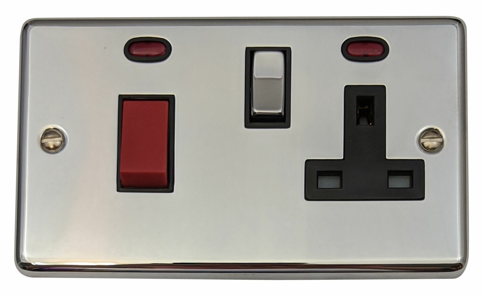 G&H CC329 Polished Chrome 45 Amp DP Cooker Switch & 13A Switched Socket