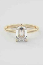 2 ct emerald shape labgrown diamond solitaire engagement promise ring gift gold