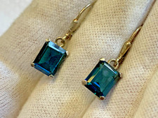 Sterling Silver Drop / Dangle Earrings 4.07g Fine Jewelry Sapphire Color Stones