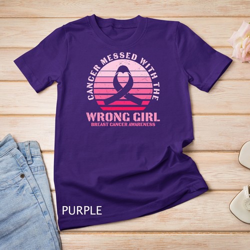 Cancer Messed With The Wrong Girl Breast Cancer Awareness Unisex T-shirt - Picture 10 of 15