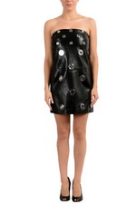 Versus by Versace Women's 100% Leather Black Strapless Mini Dress US 4 IT 40