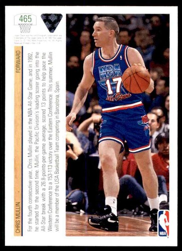 1991-92 Upper Deck Chris Mullin West All-Star #465 - Picture 2 of 2