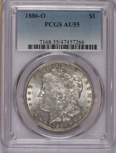 1886-O Silver Morgan $1 PCGS AU55. Free shipping.