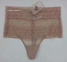 NWT B.Tempt'd 948245 "Net Perfection" Hi-Waist Lace / Mesh Thong, Beige (278)
