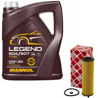 MotoröL Set 0W-30 5 Liter + ÖLfilter 175759 FüR Audi Q2 2.0 Tdi Quattro 150 Ps