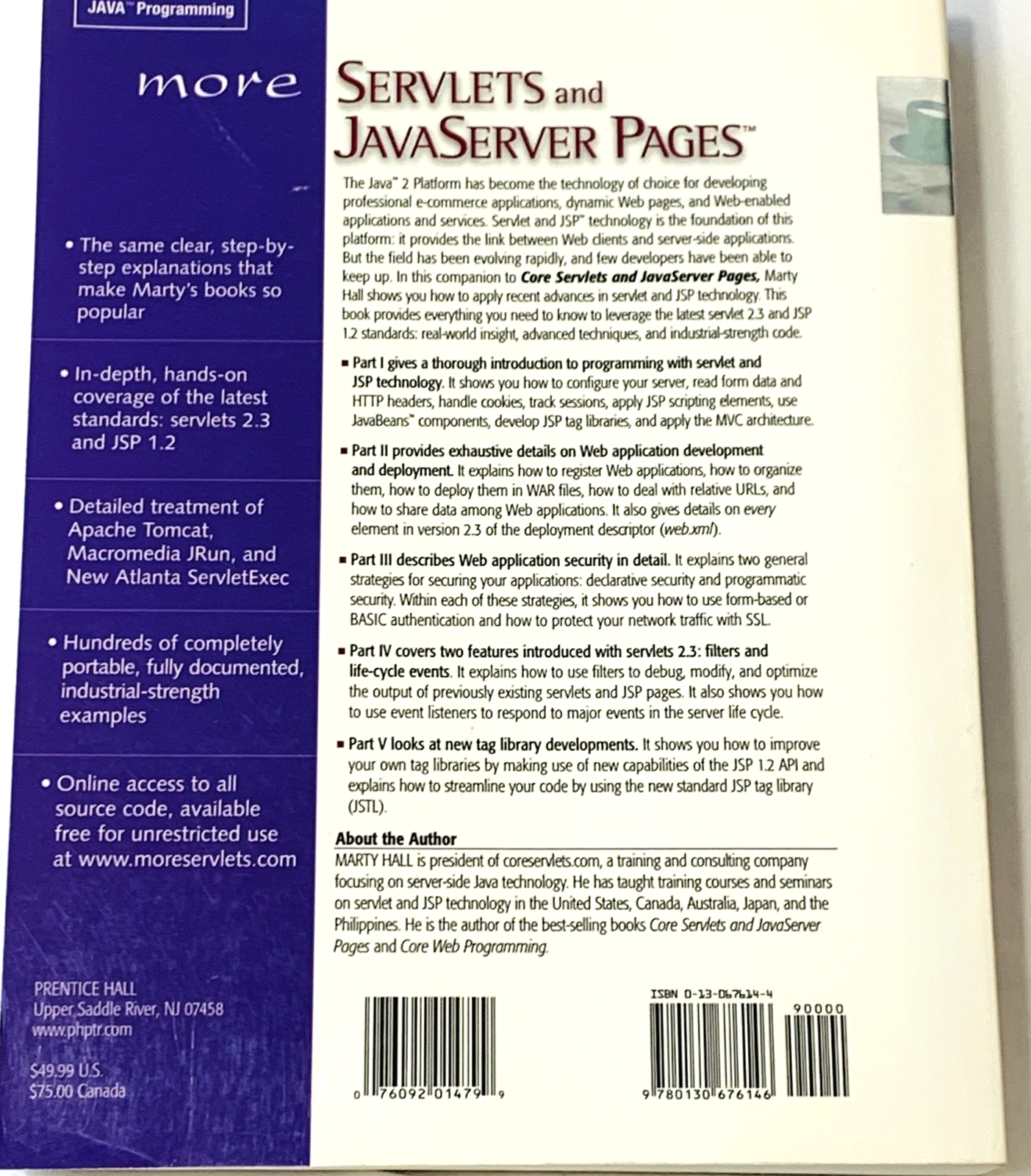 Java 2 Platform, Enterprise Edition Ser.: More Sevlets and Javaserver Pages by Marty Hall (2001 ...