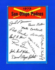 1973 Topps BLUE TEAM CHECKLIST SAN DIEGO PADRES MARKED ~ RARE (NS2)