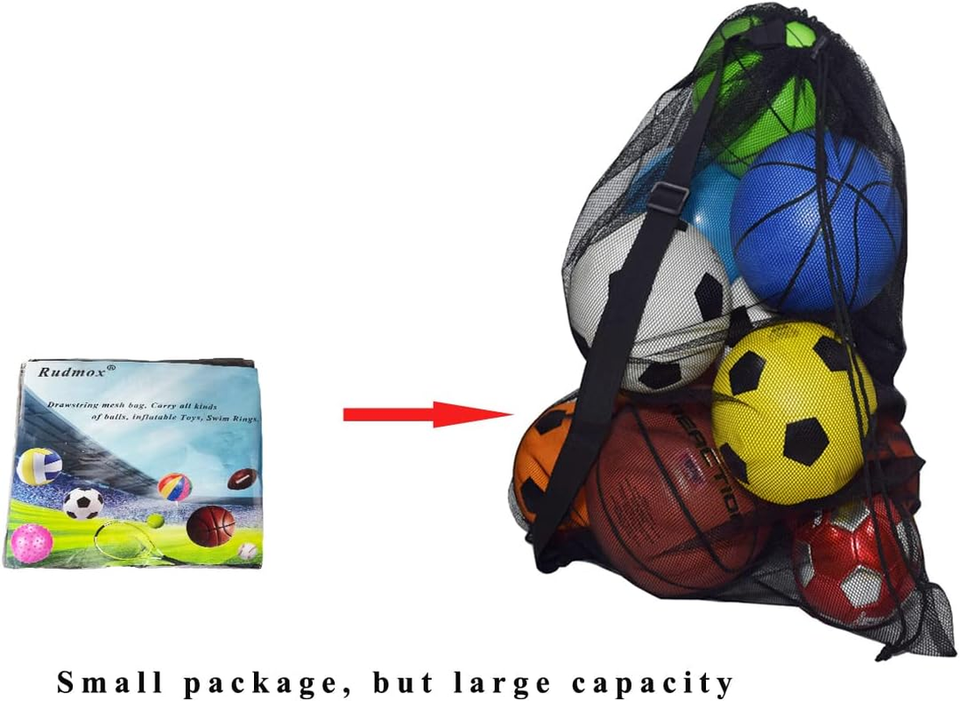 Heavy Duty Mesh Ball Bag, Drawstring Sport Equipment Storage Bag for