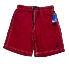 Nautica Swim Mens S Quick Dry Red Trunks 8" Anchor Board Shorts Mesh Lined NWT