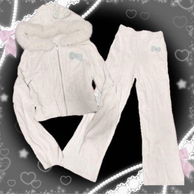 Forever 21 Kitty 50th Anniversary Swarovski Fur Hoodie & Sweatpants Set Black